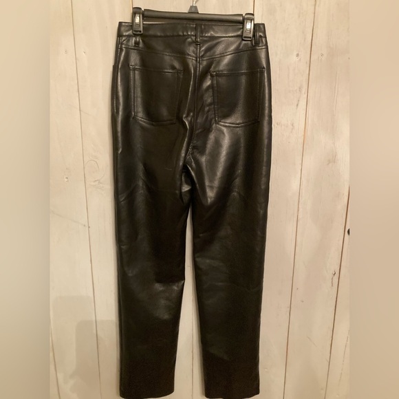 Aritzia Wilfred Melina Pant Black Vegan Leather Straight Leg High Waisted Size 8 - Picture 6 of 9